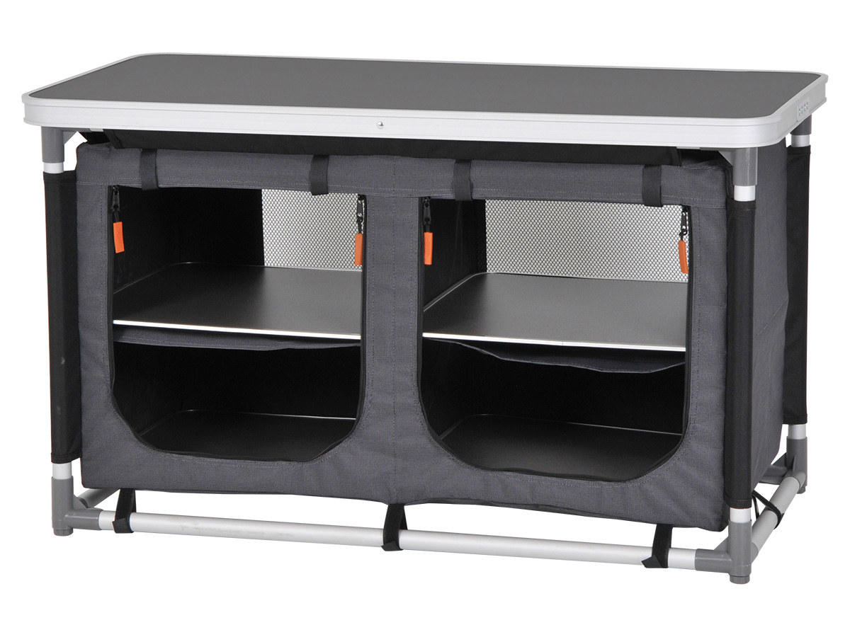 Opvouwbare campingkast met 3 vakken, grijs, 30 x 40 x 75 cm