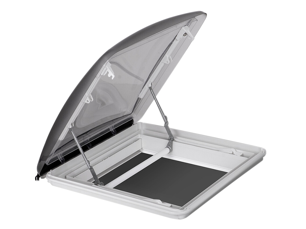 Dakluiken Voor Camper Dakluik Met Ventilator Voor Caravan/Camper – 42x42 Cm | Zwart/Wit | Met Muggennet | Universeel Camper Ventilatie